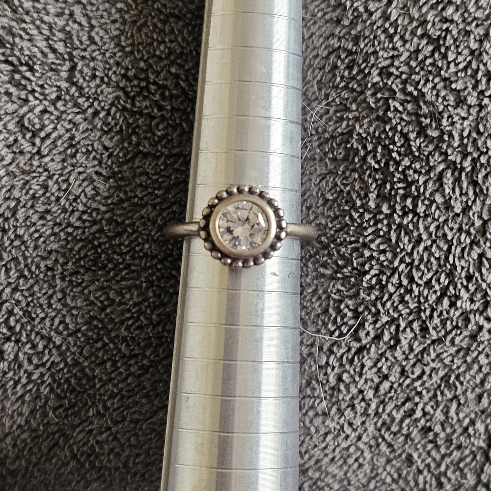 Sterling Silver CZ Stone Beaded round Halo Ring